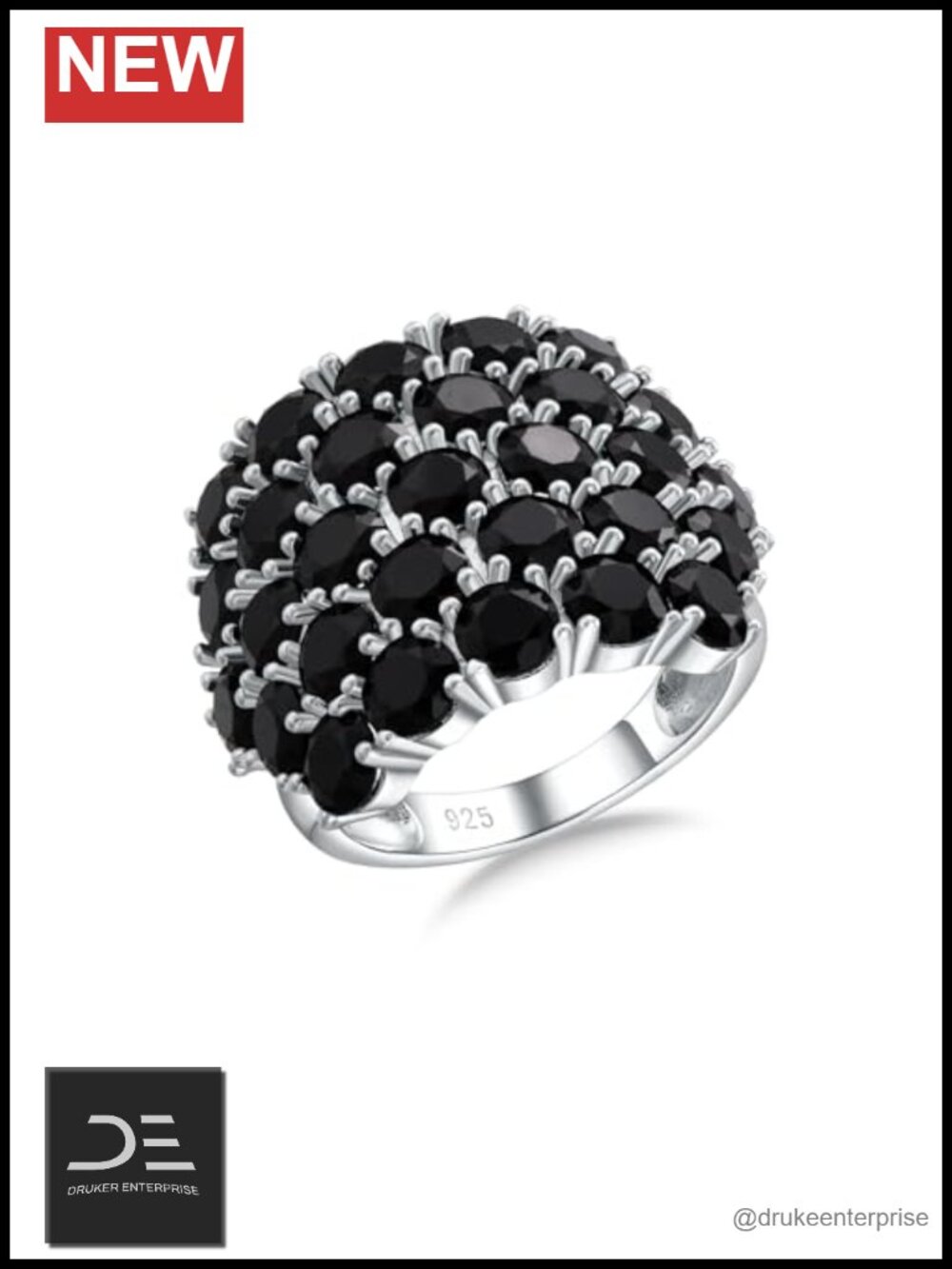 925 Sterling Silver Chunky Statement Birthstone Ring 5 Row Gemstone